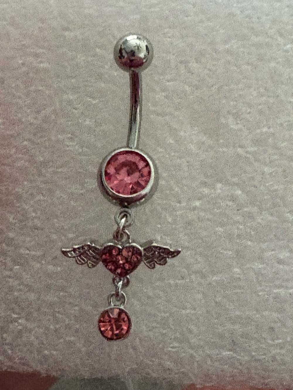 Belly Ring-Dangling Pink Belly Button Rings, 14G Stainless Steel  Navel Ring